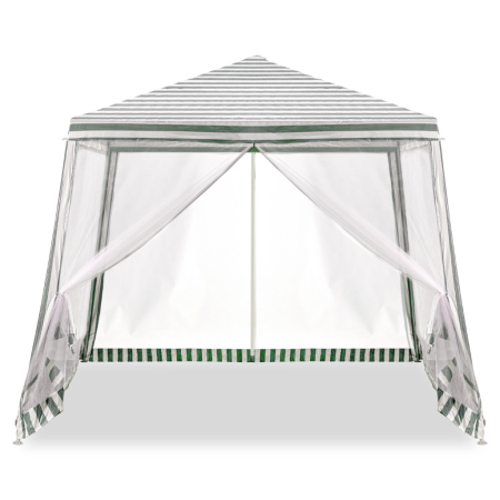 Gradina & balcon - Cort pavilion gradina, pereti cu plasa anti insecte si structura metalica, 3x3 m, alb si verde