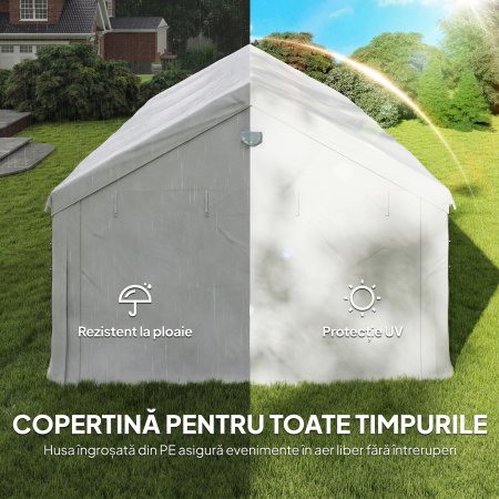  Cort pentru Petreceri 4x6 m cu Ferestre si 4 Pereti Laterali Demontabili, din Otel si PE, Alb [4]