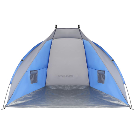 Corturi & articole camping - Cort plaja 2 persoane protectie uv podea izolanta fibra sticla, 200x120x120 cm, albastru gri