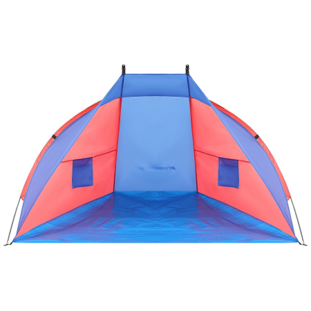 Corturi & articole camping - Cort plaja 2 persoane protectie uv podea izolanta fibra sticla, 200x120x120 cm, albastru roz