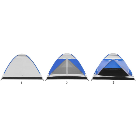 Cort camping 4 persoane impermeabil terasa protectie uv, 210x240x130 cm, ventilatie, gri albastru [7]