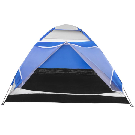 Cort camping 4 persoane impermeabil terasa protectie uv, 210x240x130 cm, ventilatie, gri albastru [4]