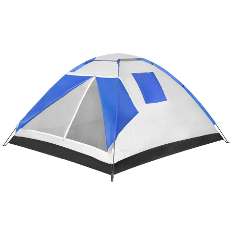 Corturi & articole camping - Cort camping 4 persoane impermeabil terasa protectie uv, 210x240x130 cm, ventilatie, gri albastru