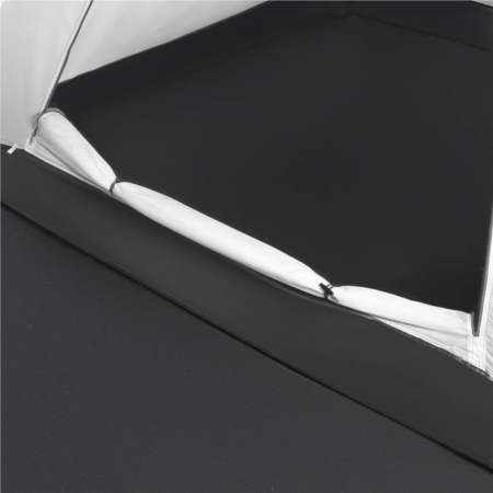 Cort camping 4 persoane impermeabil terasa protectie uv, 200x350x135 cm, ventilatie, gri [14]