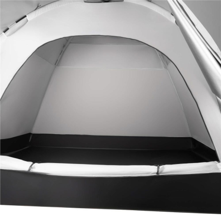 Cort camping 4 persoane impermeabil terasa protectie uv, 200x350x135 cm, ventilatie, gri [12]