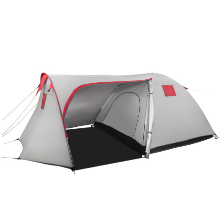 Corturi & articole camping - Cort camping 4 persoane impermeabil terasa protectie uv, 200x350x135 cm, ventilatie, gri