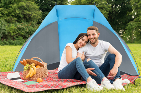 Cort plaja picnic deschis protectie uv fibra sticla, 220x115x120 cm, spatios, albastru gri [6]