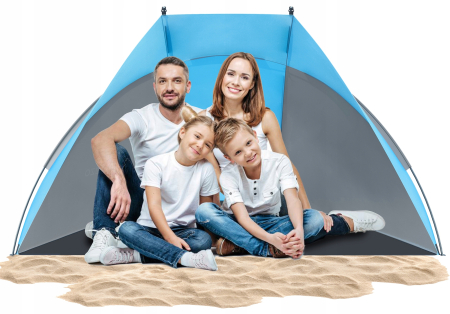 Cort plaja picnic deschis protectie uv fibra sticla, 220x115x120 cm, spatios, albastru gri [9]