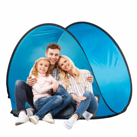 Cort plaja si picnic semi-deschis Sersimo, protectie UV, 150x90x90cm, albastru gri [7]