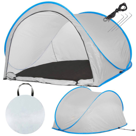 Cort plaja si picnic semi-deschis Sersimo, protectie UV, 200x120x110cm, gri [2]