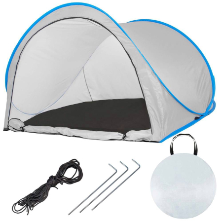 Cort plaja si picnic semi-deschis Sersimo, protectie UV, 200x120x110cm, gri [10]