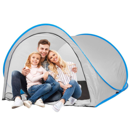 Cort plaja si picnic semi-deschis Sersimo, protectie UV, 200x120x110cm, gri [12]