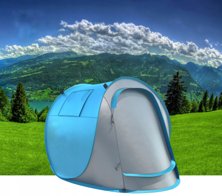 Cort plaja picnic protectie uv pop-up fibra sticla compact, 210x130x90 cm, usor, albastru gri [1]