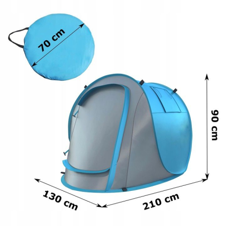 Cort plaja picnic protectie uv pop-up fibra sticla compact, 210x130x90 cm, usor, albastru gri [6]