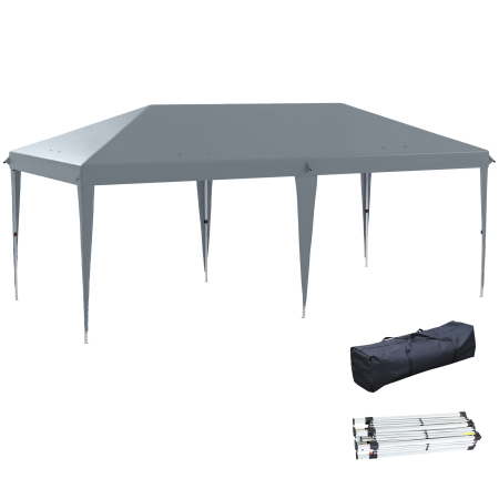 Prelate, pavilioane, umbrele terasa -  Cort Pliabil pentru Gradina cu Sac de Transport din Otel Epoxidic si Poliester Oxford, 5,85x2,95x2,7 m, Gri