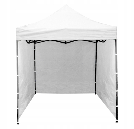 Cort tip pavilion cu 3 pereti laterali, structura solida otel si acoperis impermeabil PVC, 3x3 m cu inaltime reglabila, alb [9]