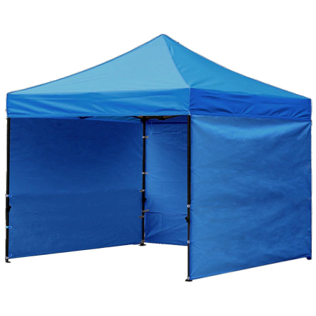 Pavilioane - Cort tip pavilion cu 3 pereti laterali, structura solida otel si acoperis impermeabil PVC, 3x3 m cu inaltime reglabila, albastru