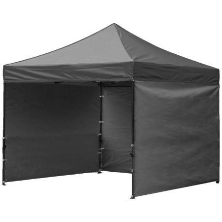 Gradina & balcon - Cort tip pavilion cu 3 pereti laterali, structura solida otel si acoperis impermeabil PVC, 3x3 m cu inaltime reglabila, gri