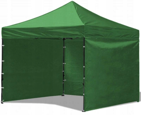Cort tip pavilion cu 3 pereti laterali, structura solida otel si acoperis impermeabil PVC, 3x3 m cu inaltime reglabila, verde [7]