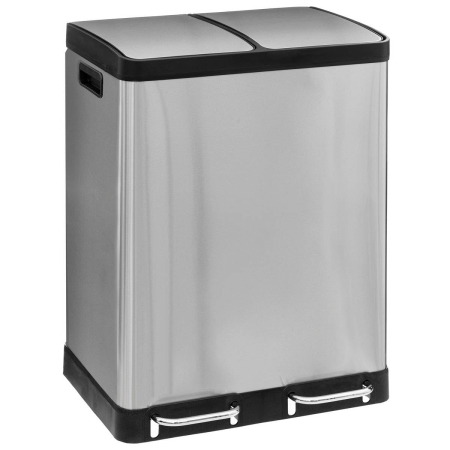 Accesorii pentru bucatarie - Cos de gunoi Ariane cu pedala, din inox, colectare selectiva, 2 x 30L, 49x40x67 cm, argintiu