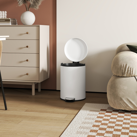  Cos de gunoi cu pedala 20L, capac cu inchidere lenta, din metal si PP, 36x30x44.5 cm, crem [8]