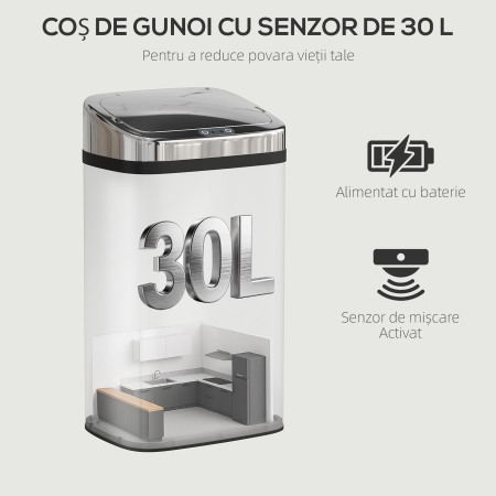  Cos de gunoi cu senzor 30L inox elegant [3]