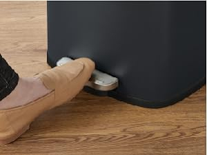 Cos de gunoi din otel cu pedala, galeata interioara plastic, capac inchidere lenta, 30L, 35x30x63cm, gri inchis [7]