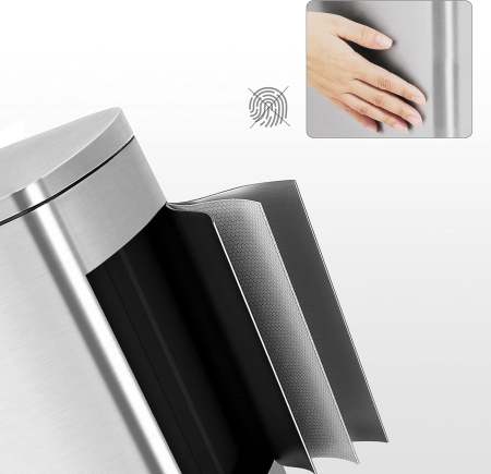 Cos de gunoi din otel, cu pedala si soft-close, galeata interioara, 50 litri, argintiu [4]