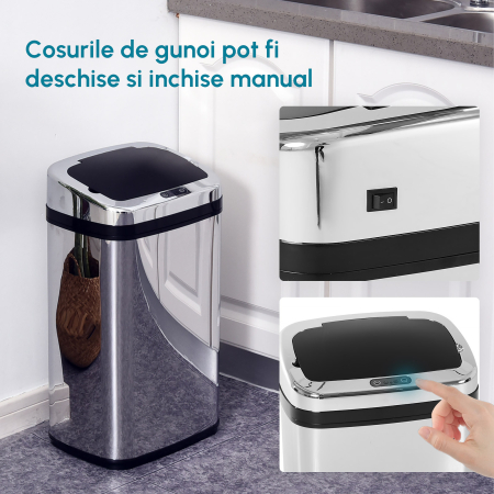  cos de gunoi din otel cu senzor automat, 30L [3]