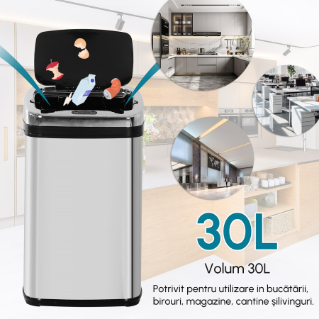  cos de gunoi din otel cu senzor automat, 30L [5]