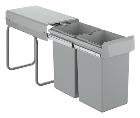 Bucatarie - Cos de gunoi Grohe 40855000, 30 l, 300 mm, 255 mm, 450 mm, 410 mm, 400 mm, 2 compartimente, sub chiuveta, Gri
