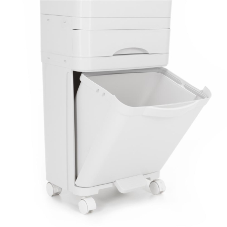 Cos de gunoi pentru colectare selectiva cu 3 compartimente, pe roti, 42 L, alb [16]