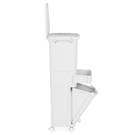 Cos de gunoi pentru colectare selectiva cu 3 compartimente, pe roti, 42 L, alb [26]