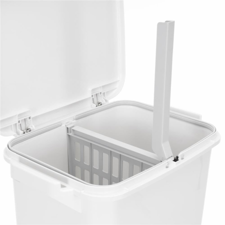 Cos de gunoi pentru colectare selectiva cu 3 compartimente, pe roti, 42 L, alb [14]