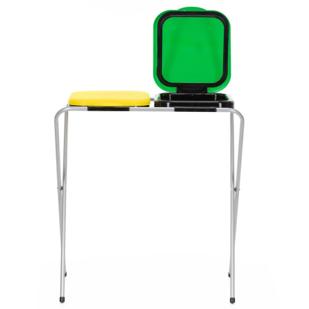 Cos de gunoi selectiv cu 2 compartimente, cadru metalic si capace PP, 68x42x75 cm [14]