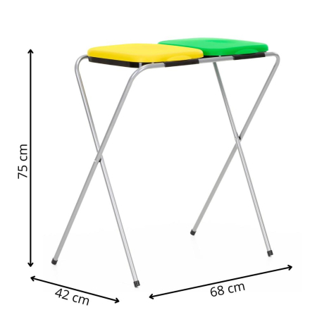 Cos de gunoi selectiv cu 2 compartimente, cadru metalic si capace PP, 68x42x75 cm [21]