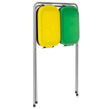 Cos de gunoi selectiv cu 2 compartimente, cadru metalic si capace PP, 68x42x75 cm [4]