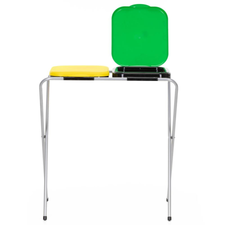 Cos de gunoi selectiv cu 2 compartimente, cadru metalic si capace PP, 68x42x75 cm [13]