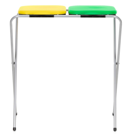 Cos de gunoi selectiv cu 2 compartimente, cadru metalic si capace PP, 68x42x75 cm [12]