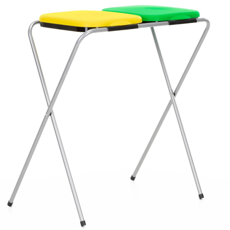 Cos de gunoi selectiv cu 2 compartimente, cadru metalic si capace PP, 68x42x75 cm [20]