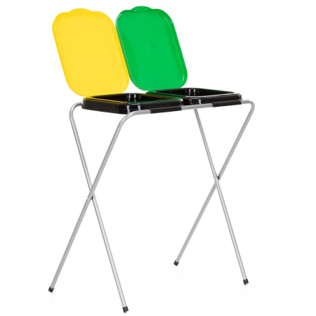 Accesorii pentru bucatarie - Cos de gunoi selectiv cu 2 compartimente, cadru metalic si capace PP, 68x42x75 cm