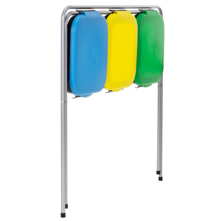 Cos de gunoi selectiv cu 3 compartimente, cadru metalic si capace PP, 98x42x74 cm [5]
