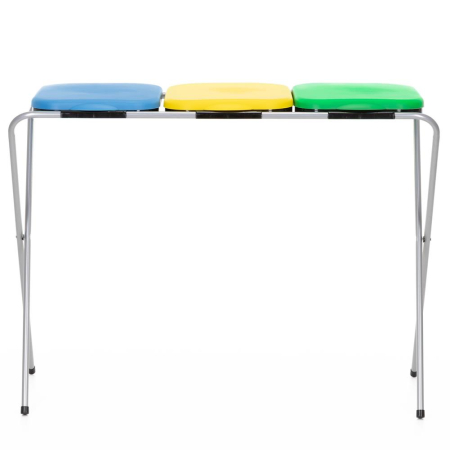 Cos de gunoi selectiv cu 3 compartimente, cadru metalic si capace PP, 98x42x74 cm [13]