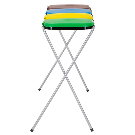 Cos de gunoi selectiv cu 4 compartimente, cadru metalic si capace PP, 128x42x74 cm [16]