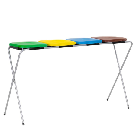 Cos de gunoi selectiv cu 4 compartimente, cadru metalic si capace PP, 128x42x74 cm [15]