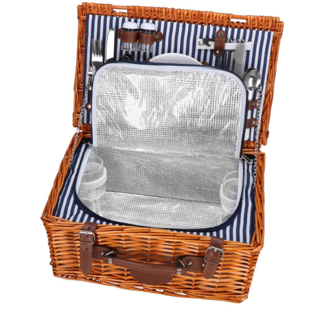 Cos de picnic echipat pentru 4 persoane Deluxe, din rachita, cu vesela si tacamuri, frigorific [7]