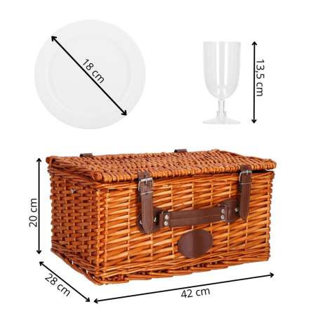 Cos de picnic echipat pentru 4 persoane Deluxe, din rachita, cu vesela si tacamuri, frigorific [20]
