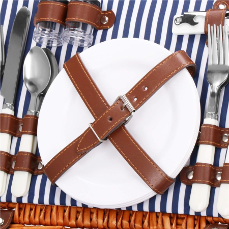 Cos de picnic echipat pentru 4 persoane Deluxe, din rachita, cu vesela si tacamuri, frigorific [16]