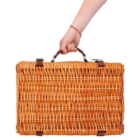 Cos de picnic echipat pentru 4 persoane Deluxe, din rachita, cu vesela si tacamuri, frigorific [18]