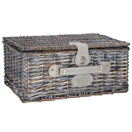 Cos de picnic echipat pentru 4 persoane Deluxe, din rachita, cu vesela si tacamuri, izolat termic, gri [7]